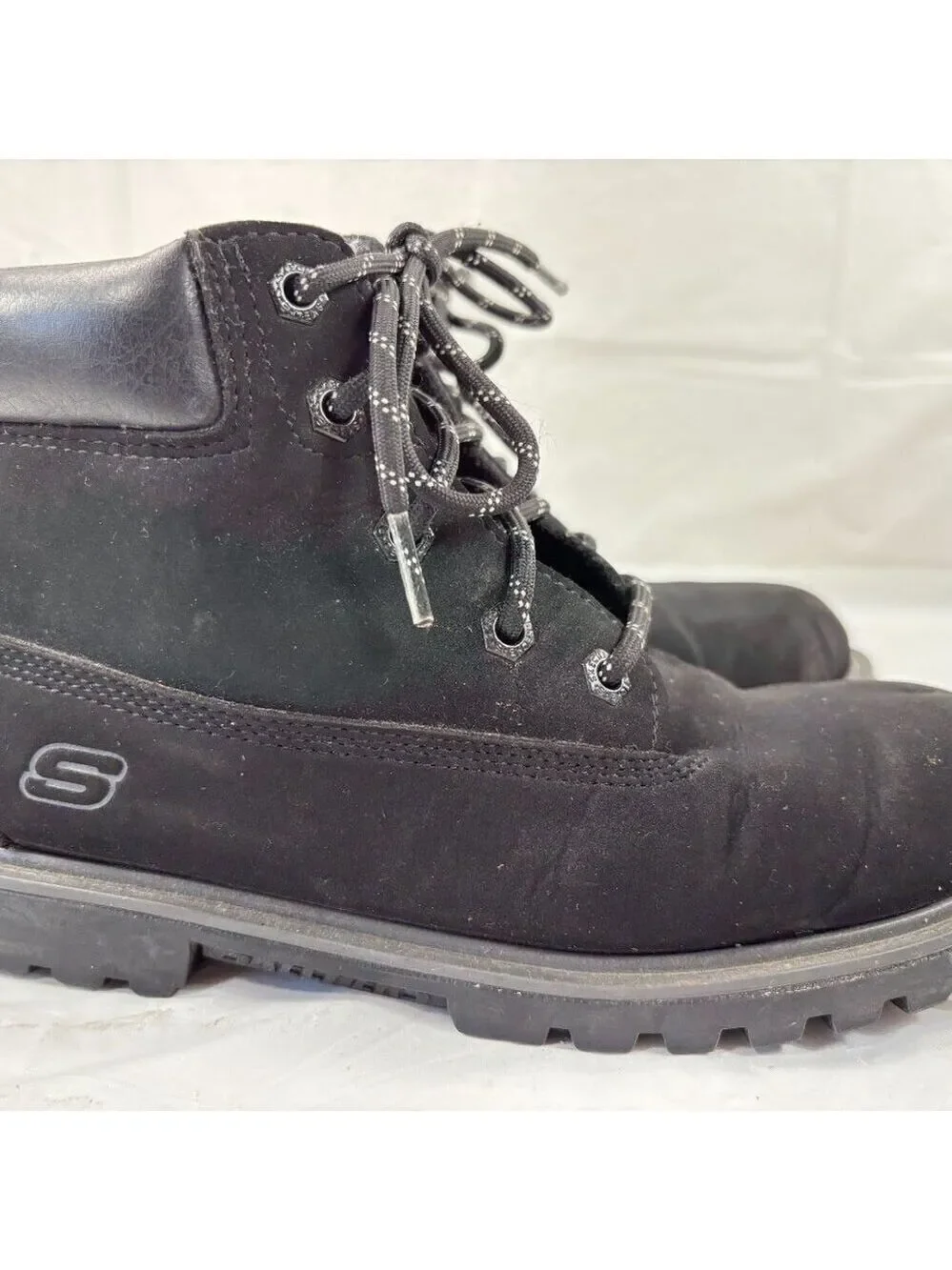 Sketchers Boys Mecca Bunkhouse Black Synthetic Ankle Work Boots